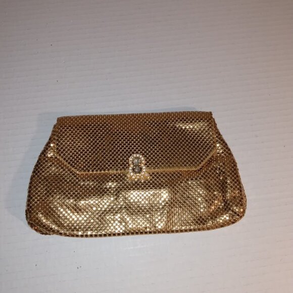 Whiting and Davis: Vintage small gold tone sequence mesh evening bag. - Picture 1 of 7